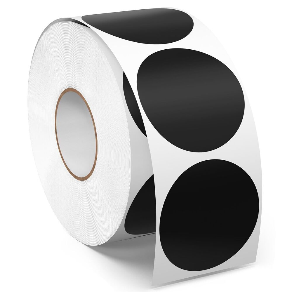 4532 1.5 Inches Black Circle Stickers Roll 1000 PCS, Self-Adhesive Vinyl